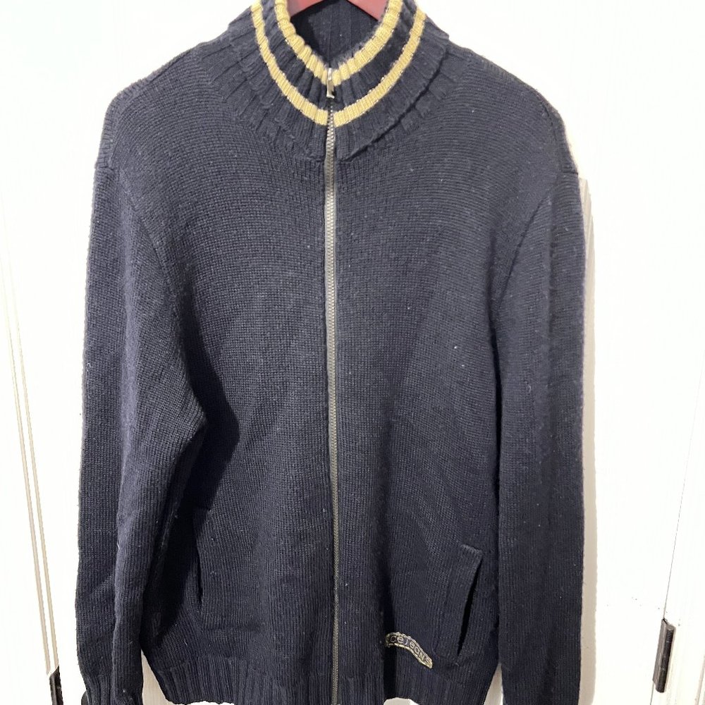 $1399 Authentic ICEJEANS by ICEBERG Made in ITALY Navy Blue Sweater Jacket Sz.XL